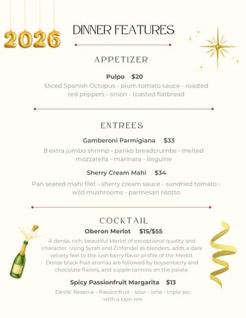 Dinner Features 1-2 / 1-3