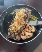 Tonight’s special: Surf & Turf done right. A 12oz New York strip with three buttery shrimp, our signature compound butter, asparagus, and garlic whipped potatoes. Comfort meets indulgence at $36

#surfnturf #ItalianFlavors #HomemadeGoodness #DineInStyle #ChefSpecial