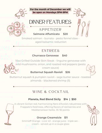 Dinner Features 10-17 / 10-18