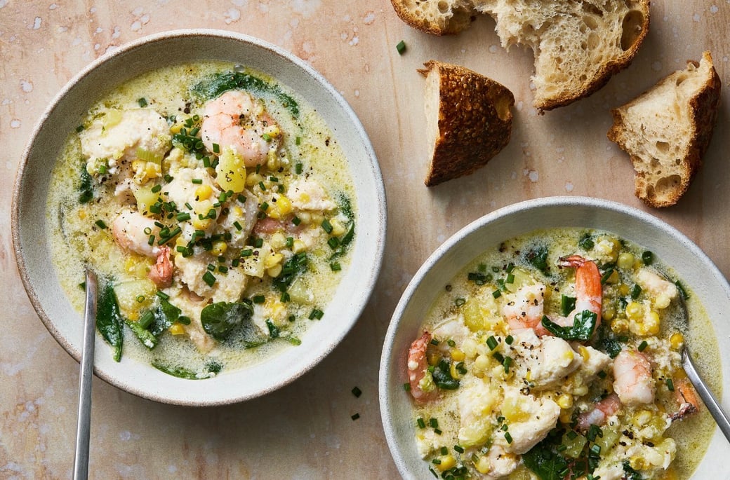 Sweet Corn & Seafood Chowder