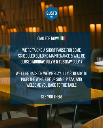   Closed for a little TLC. A presto!