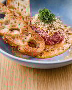 beef tartare // the ingredients are the stars of the show here ✨ harissa aioli + preserved lemon + raisins + dukkah - tag a pal & stop by this weekend to try it! 

#middleeasternfood #lebanesefood #mediterraneanfood #mediterraneandiet #mediterraneancuisine #arabicfood #azhartoronto #azharkitchenandbar #ossingtonstrip #ossington #toronto #food #torontolife #torontoeats #Azhar #AzharRestaurantAndBar #AzharOssington #Gusto54RestaurantGroup #Gusto54 #NavigateDesign #beef #beeftartare #aoli