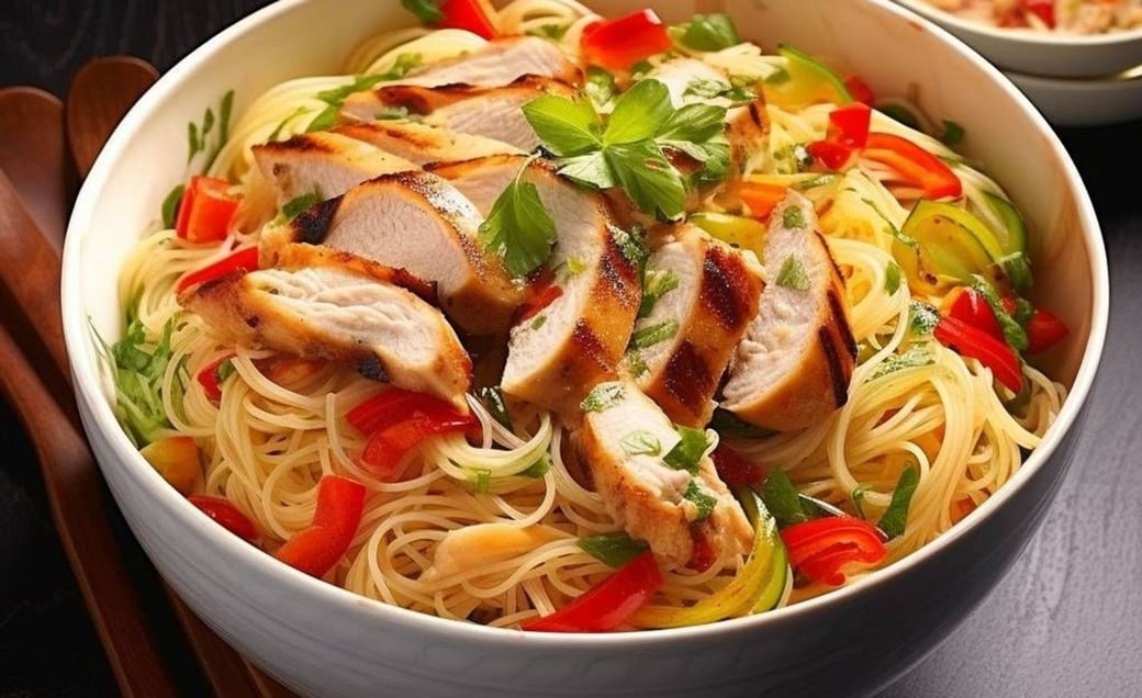 Grilled Chicken With Noodles Wok