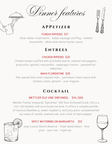 Dinner Features 6/16 - 6/18