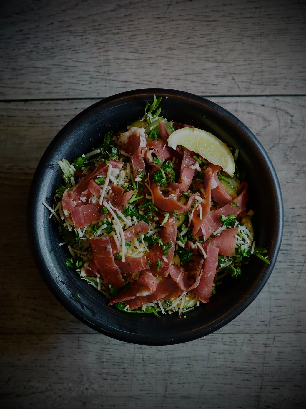 Gracie's Prosciutto Arugula + Zucchini Salad 