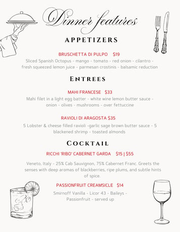 Dinner Features 5/19 - 5/21