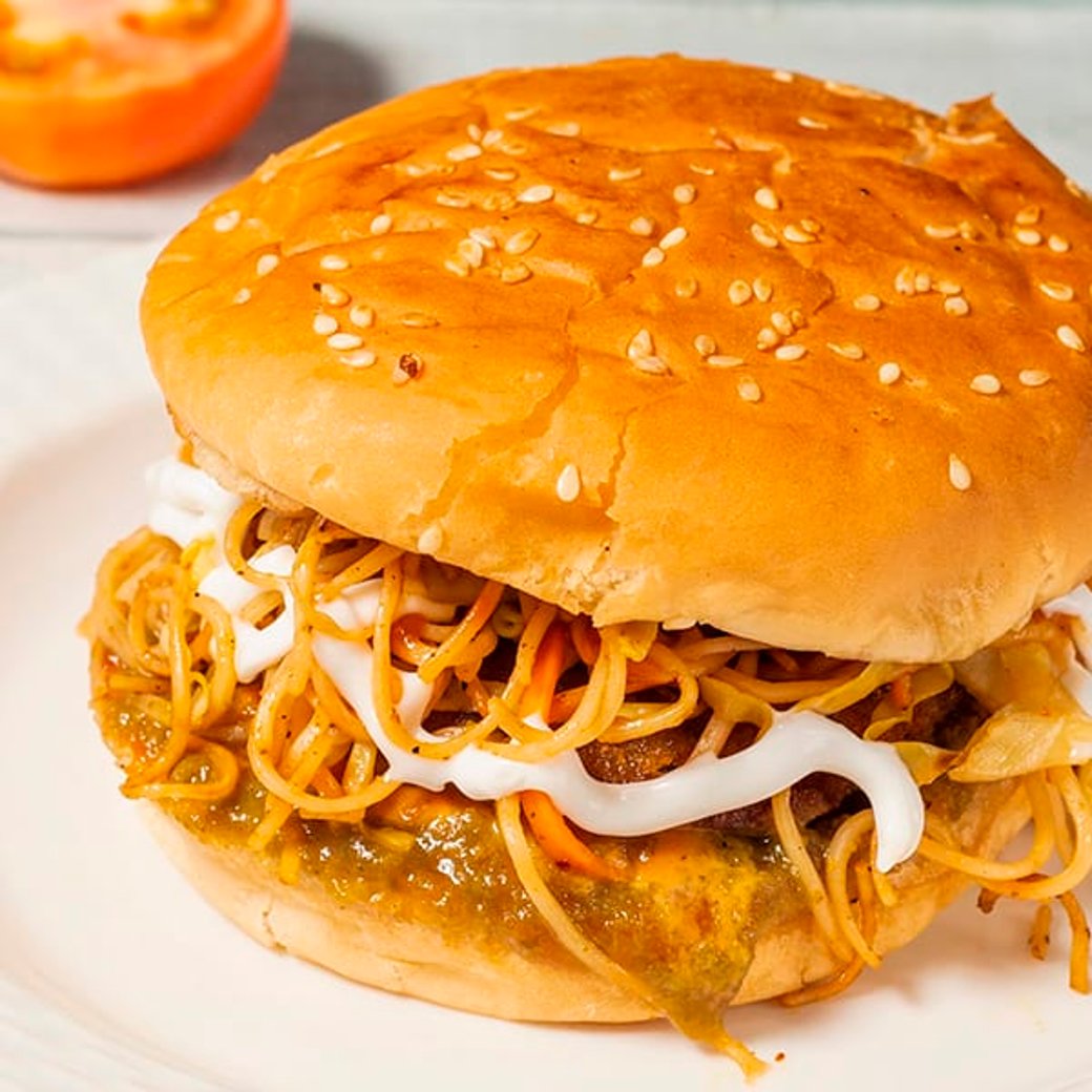 Indian Style Hakka Noodle Burger