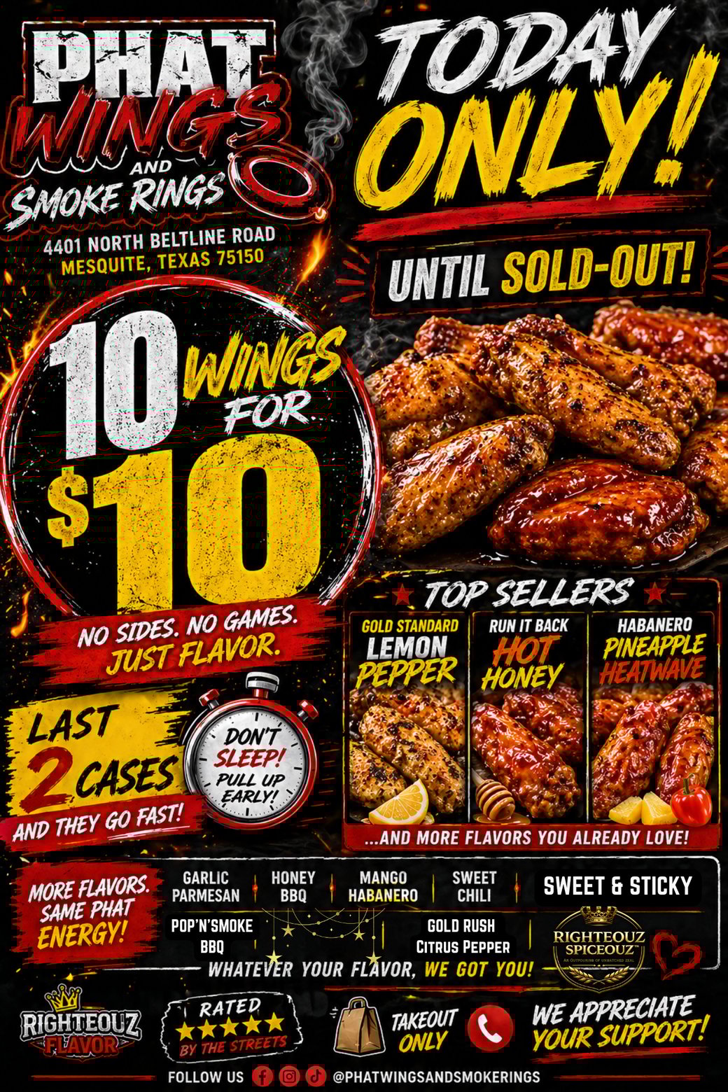 10 FOR 10 WINGS ONLY!!! Bone-In or Boneless