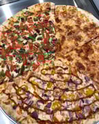 Take a look at our delicious slices! Featuring our new display of Chicken Bananza! 🍕😳😻