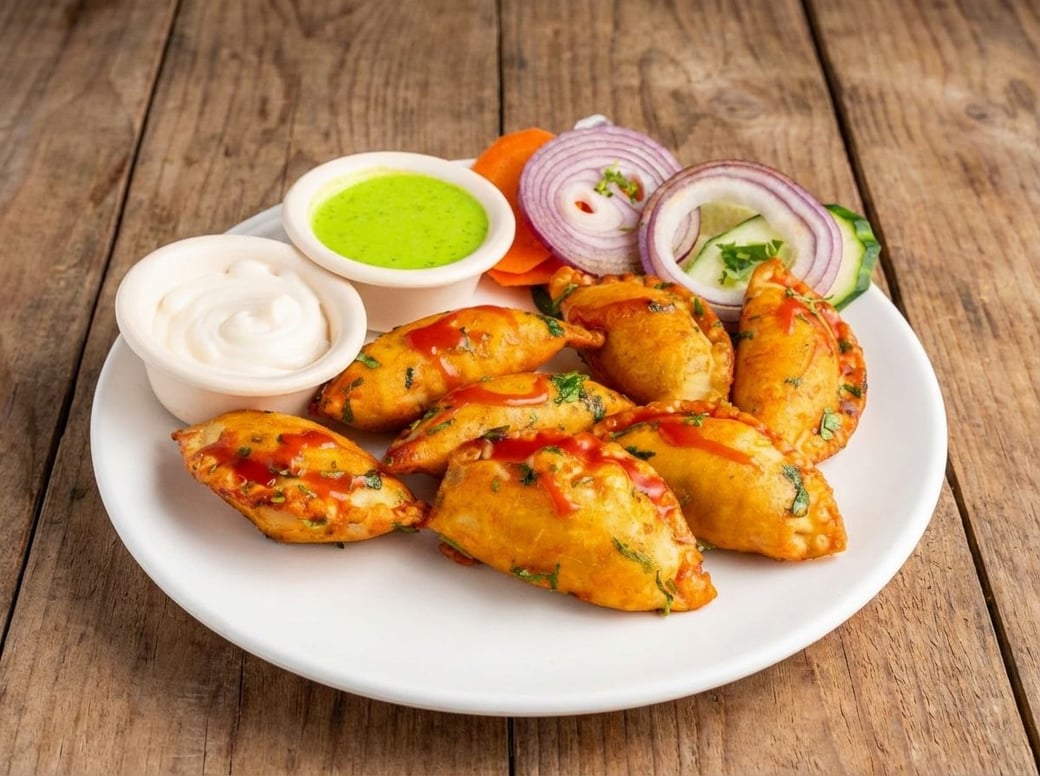 Butter Chicken Fried Momos & Fries