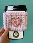 Crocheted Cup Cozy - Heart Doughnut Patch (The Hook Pusher)