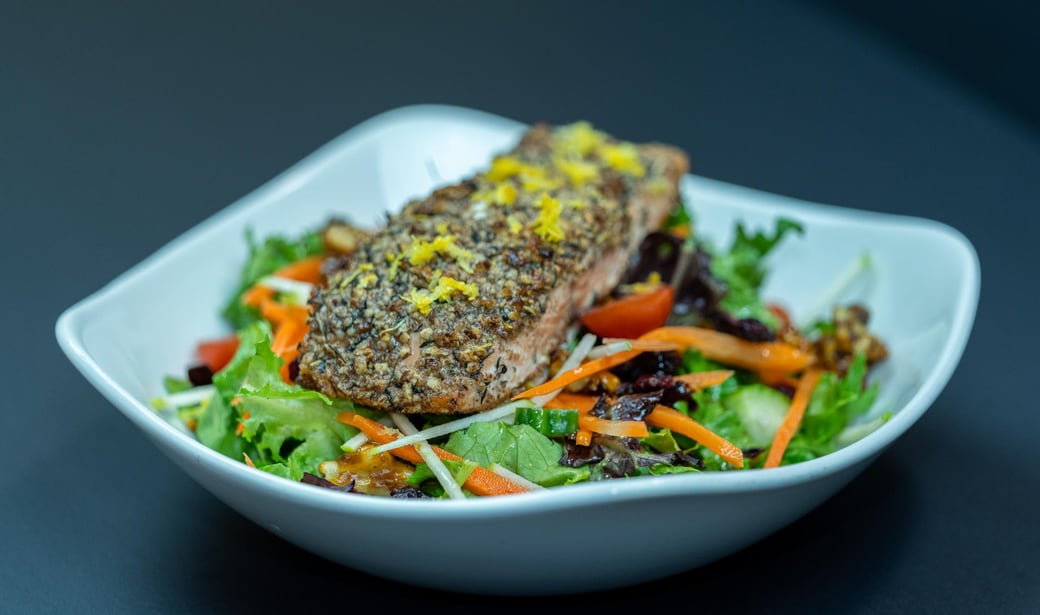 Pecan & Herb Crusted Salmon Salad