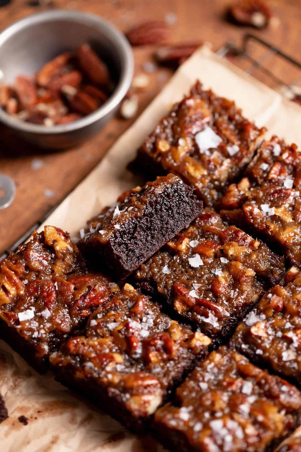 Chocolate Bourbon Caramel Pecan Brownies