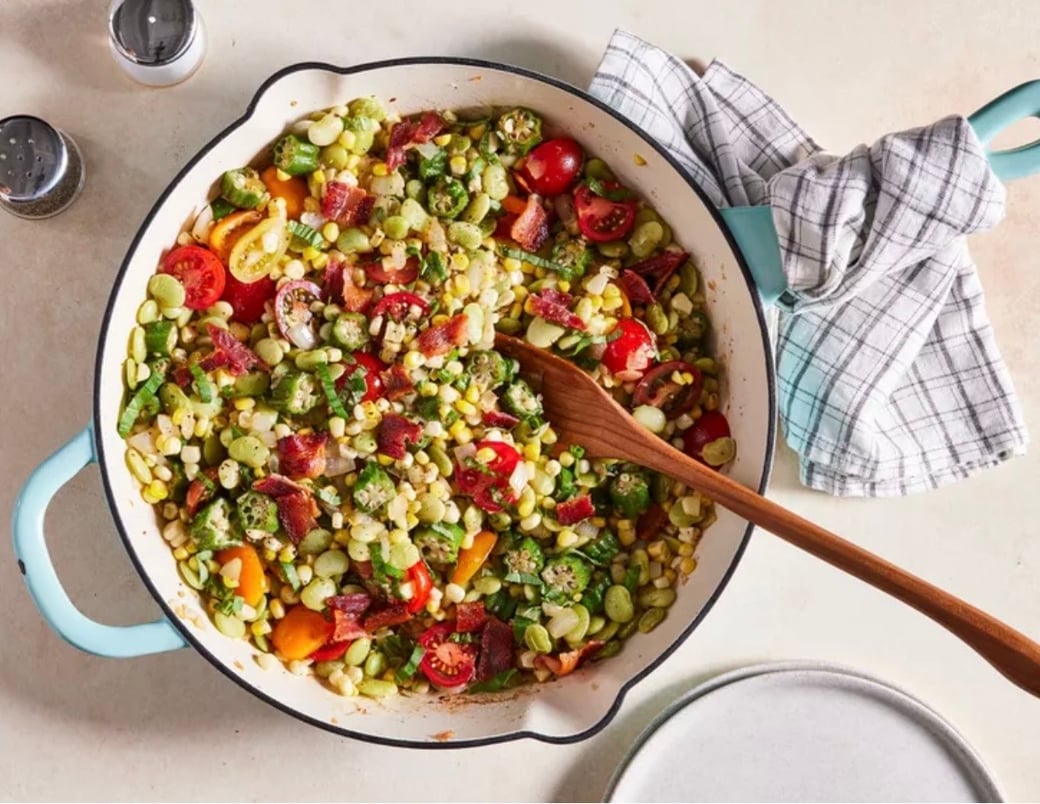 Summer Succotash with Smoked Salmon Fillets 