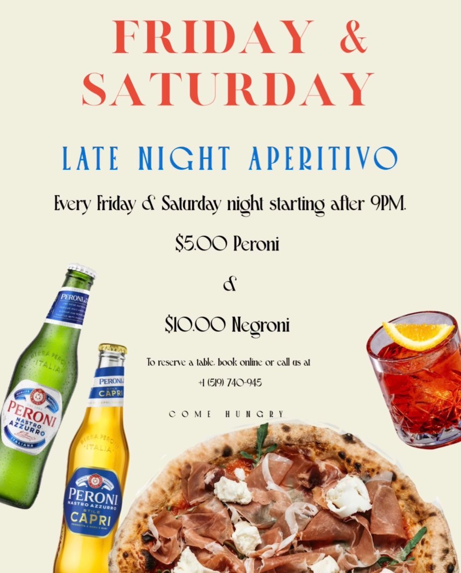 Saturday $5 Peroni $10 Negroni 