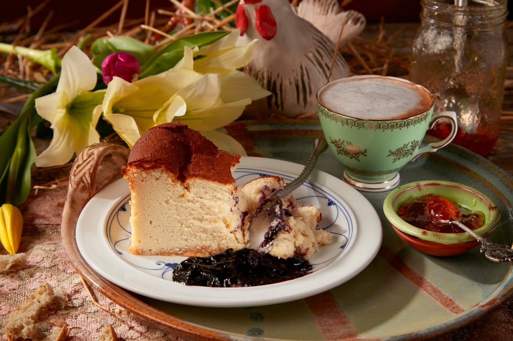 Slice of Gateau Nantais  "Goat cheese cake"