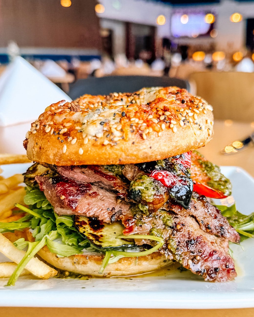 Steak + Bagel Burger