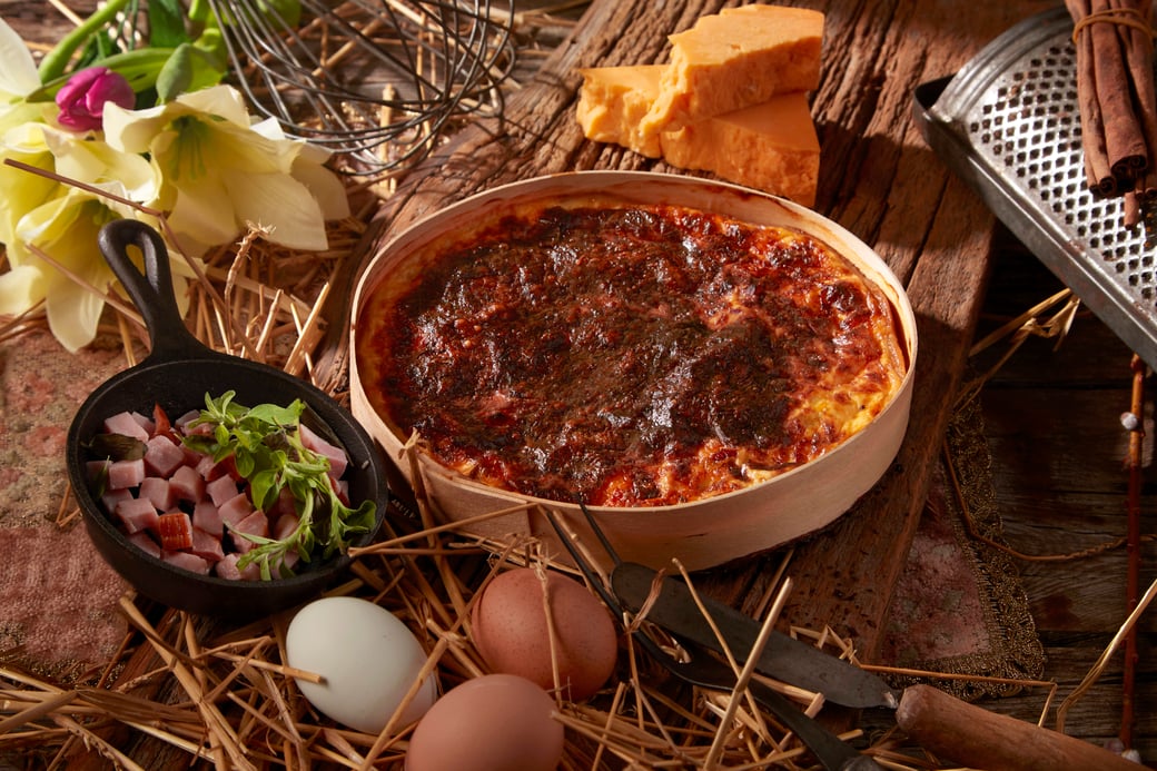 Large Ham and Cheddar Quiche