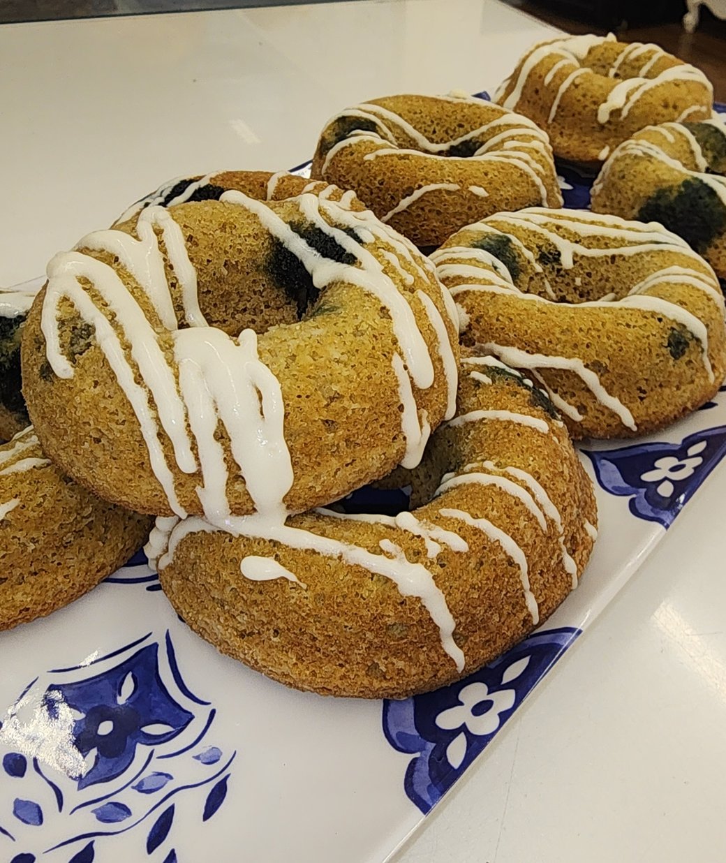 Keto blueberry donuts with a lemon glazed