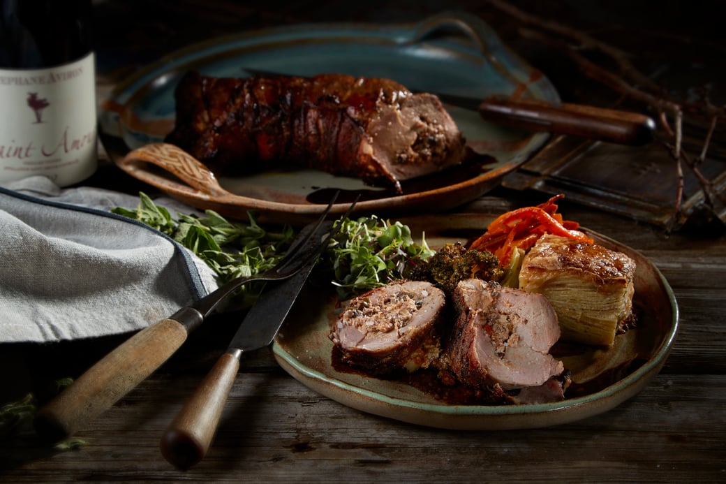 Pork tenderloin stuffed with mushrooms and cranberries