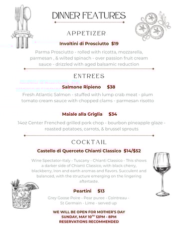 Dinner Features 4/10 & 4/11