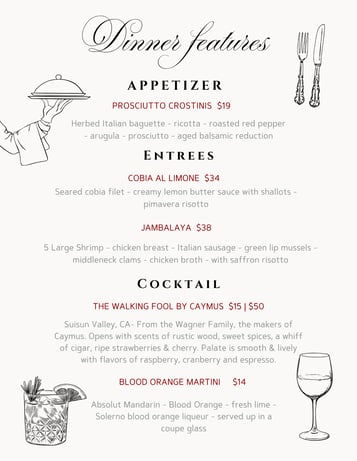 Dinner Features 4/21 - 4/23