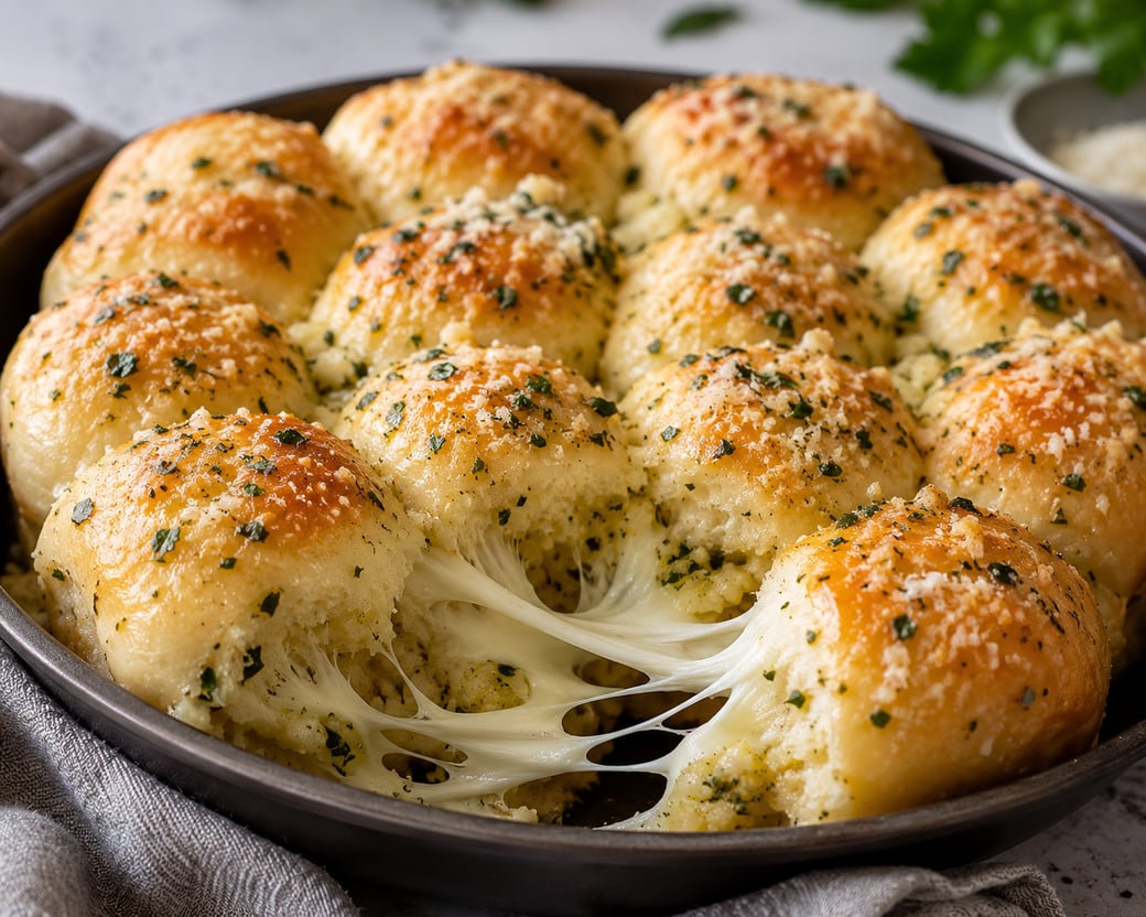 Garlic Cheese Rolls, buttery soft rolls stuffed with herbs and mozzarella 6