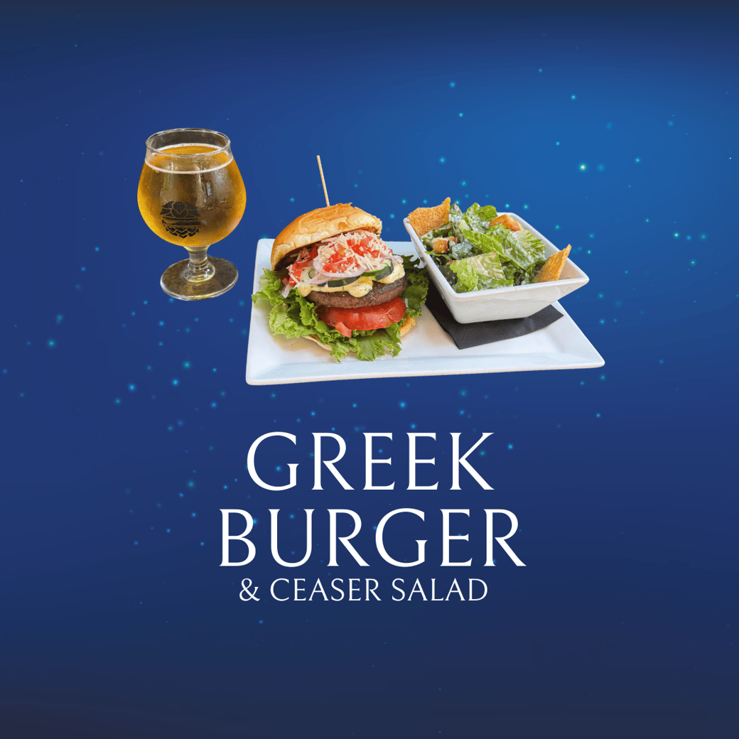 Greek Burger & Caesar Salad