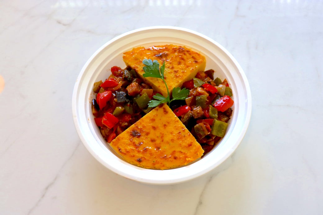 BAKED POLENTA WITH ROASTED VEGGIES 