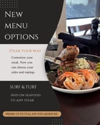 Surf and turf anytime you want? Yes please! 

Pick your sides, toppings, and add seafood! Have steak your way

#primecutsitaliansteakhouse #ItalianFlavors #HomemadeGoodness #steak #surfnturf