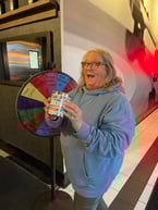 Another happy winner at Boozy Bingo Wednesday nights! 