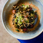 opinions on brussel sprouts can be polarizing: do you love them or hate them? 👇

our brussel spouts features tahini honey mustard + blistered grapes + pickled raisins.... they may just change your opinion 😉