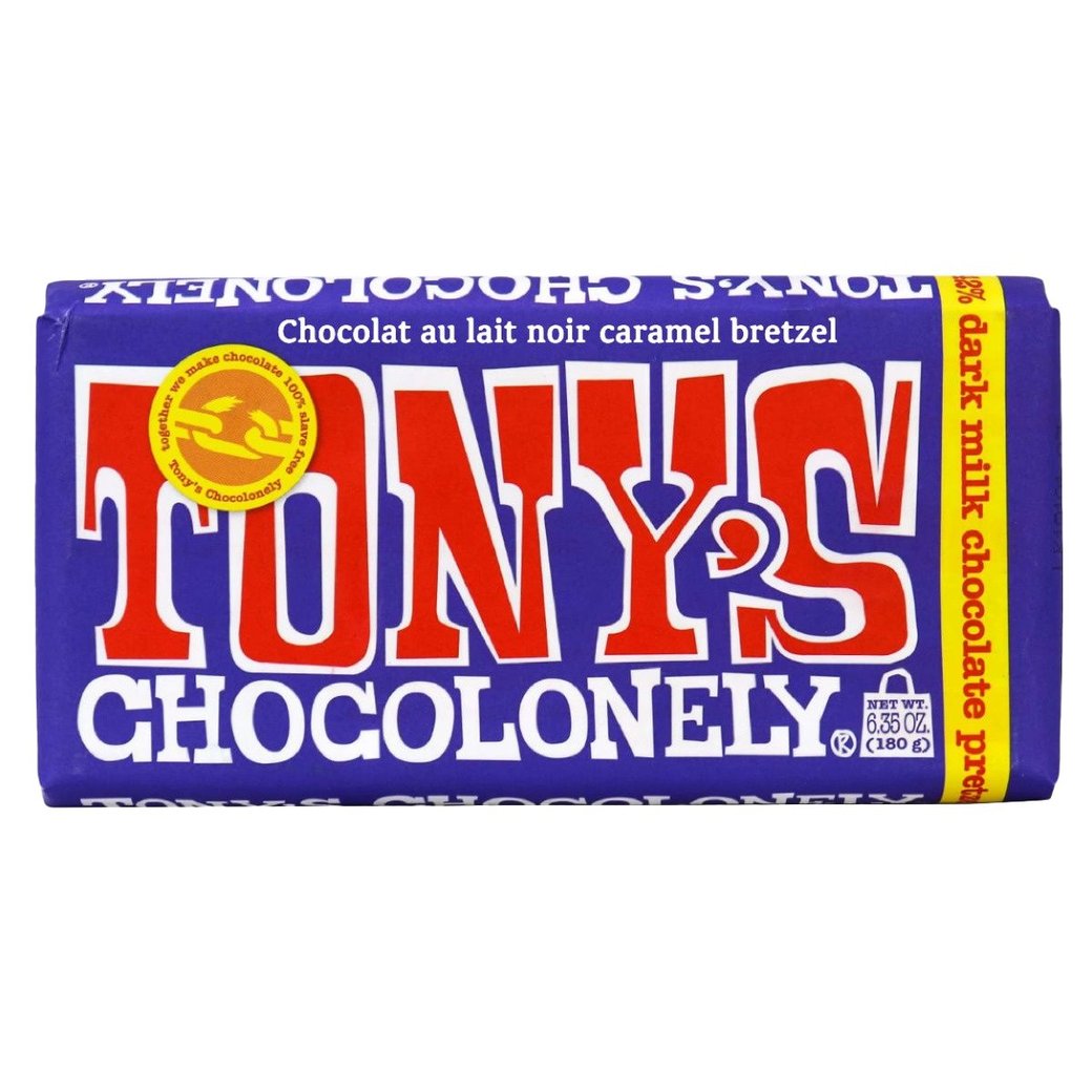 Tonys Chocolonely Dark Milk Chocolate Pretzel Toffee Bar 180g