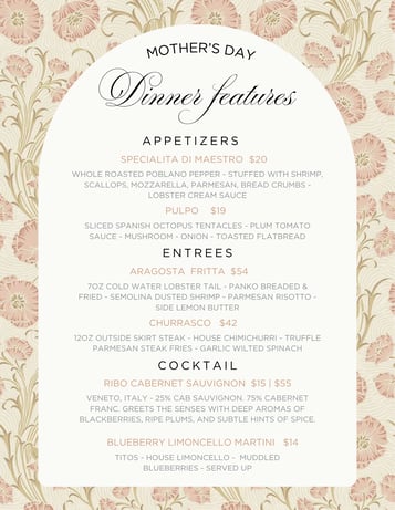 Dinner Features 5/8 - 5/10