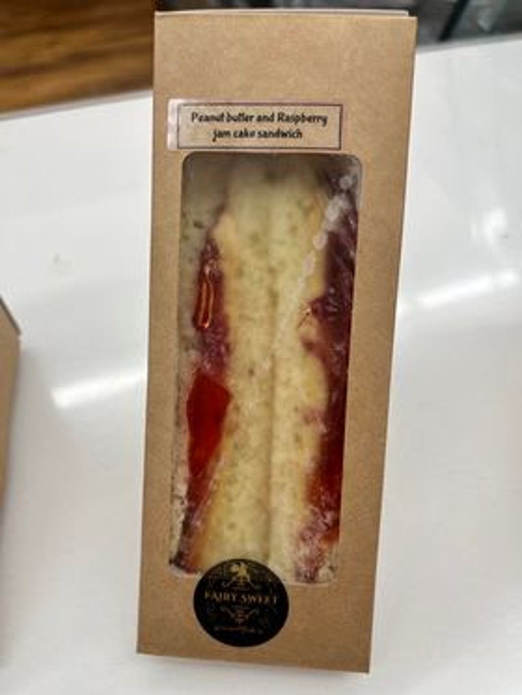 peanut butter and strawberry jam cake sandwich