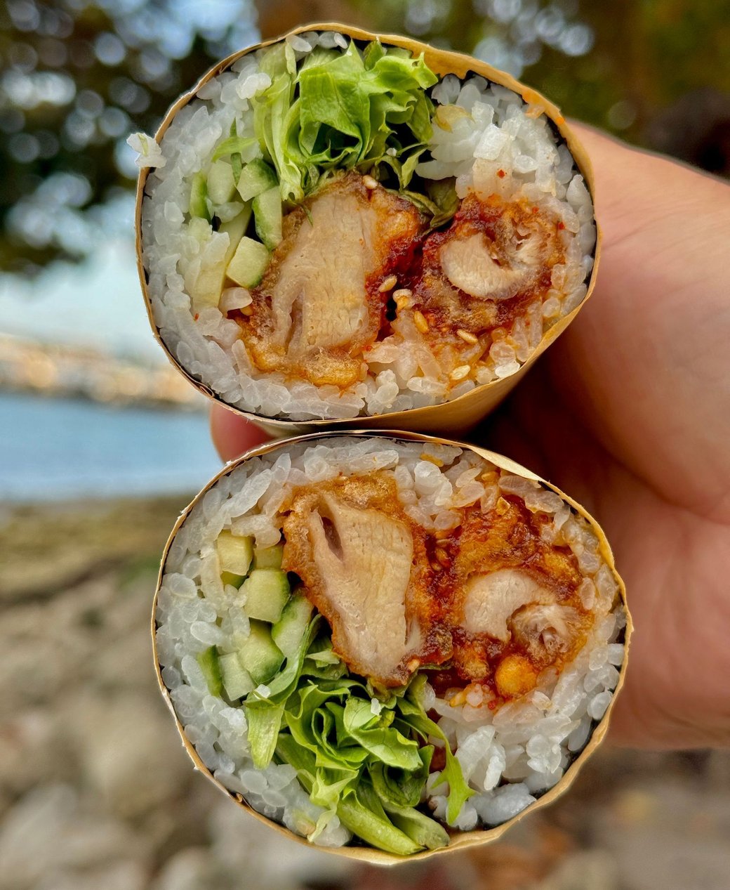 Korean fried chicken Sushi Burrito + Chips