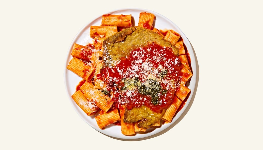 Veal Parmesan with a side of pasta