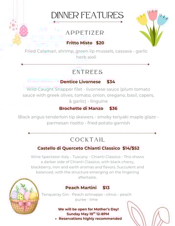 Dinner Features 4/3 - 4/4
