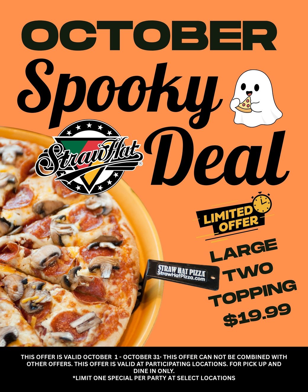 Large 2 Topping Pizza $19.99 (October Special)