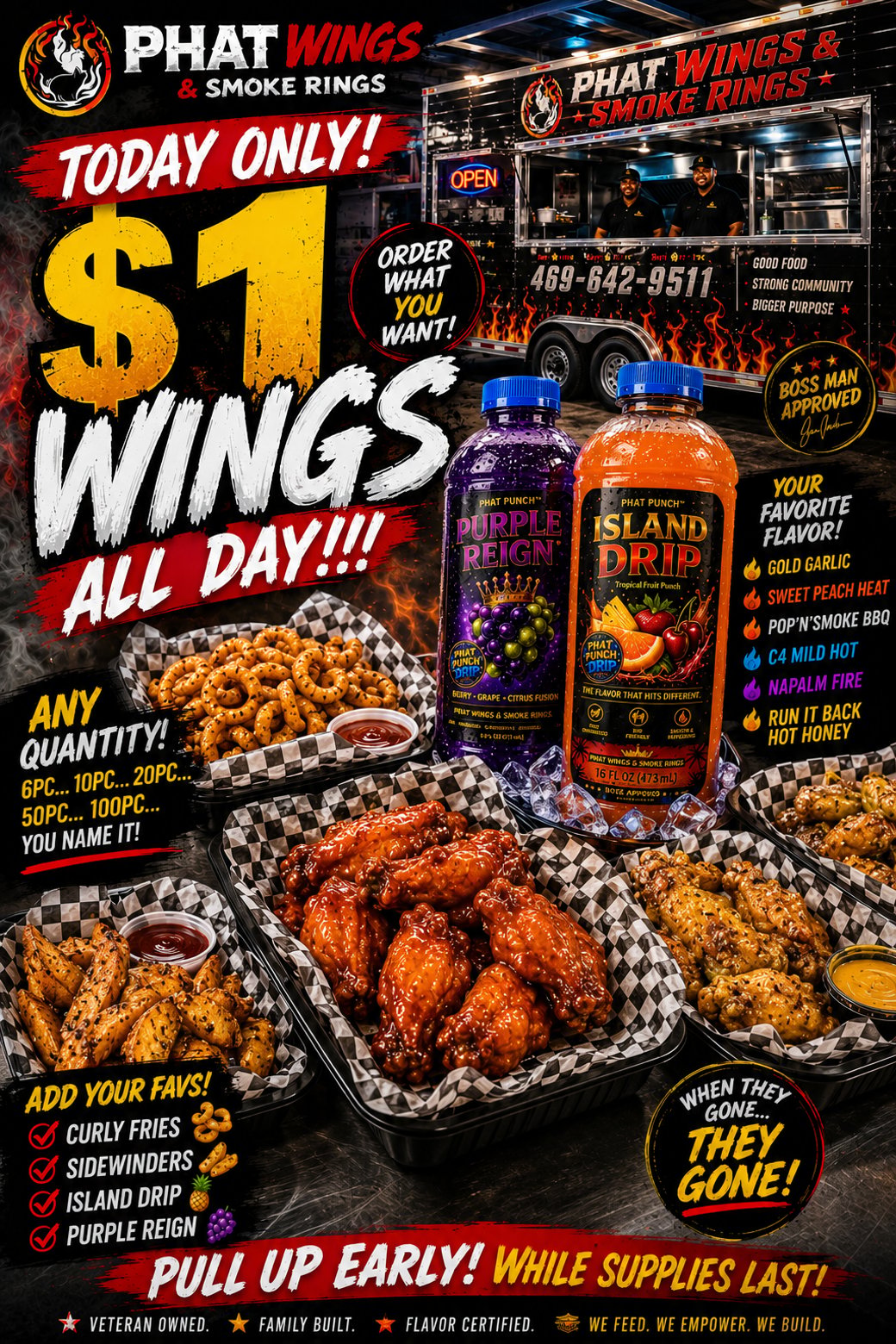 $1 Wings All Day Until Sold-Out!