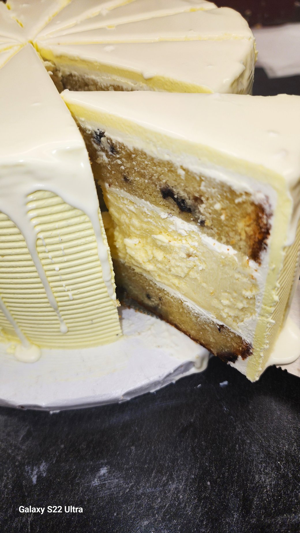 Lemon Blueberry Cheesecake cake slice 