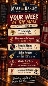 Malt & Barley event calendar, October 19 to 25, 2026