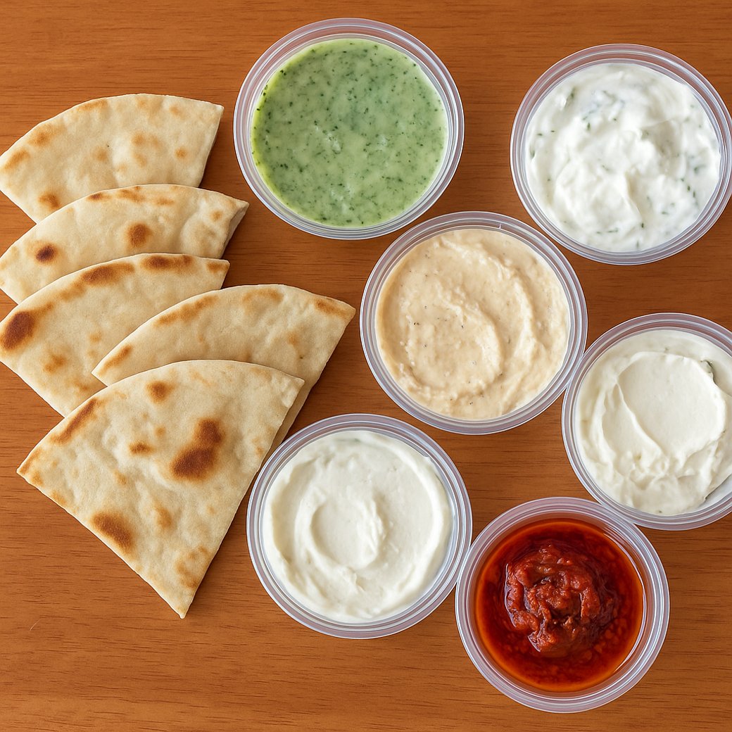 Mediterranean Sauce Sampler with Pita Bread