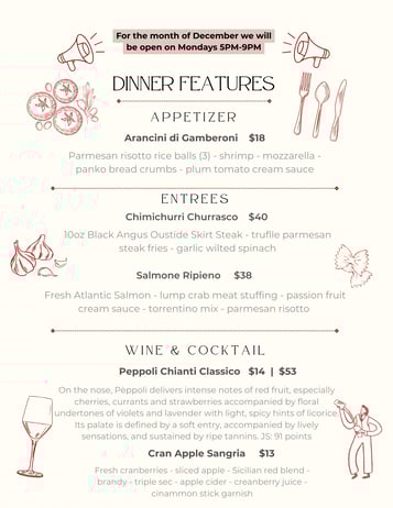 Dinner Features 11-21 / 11-22