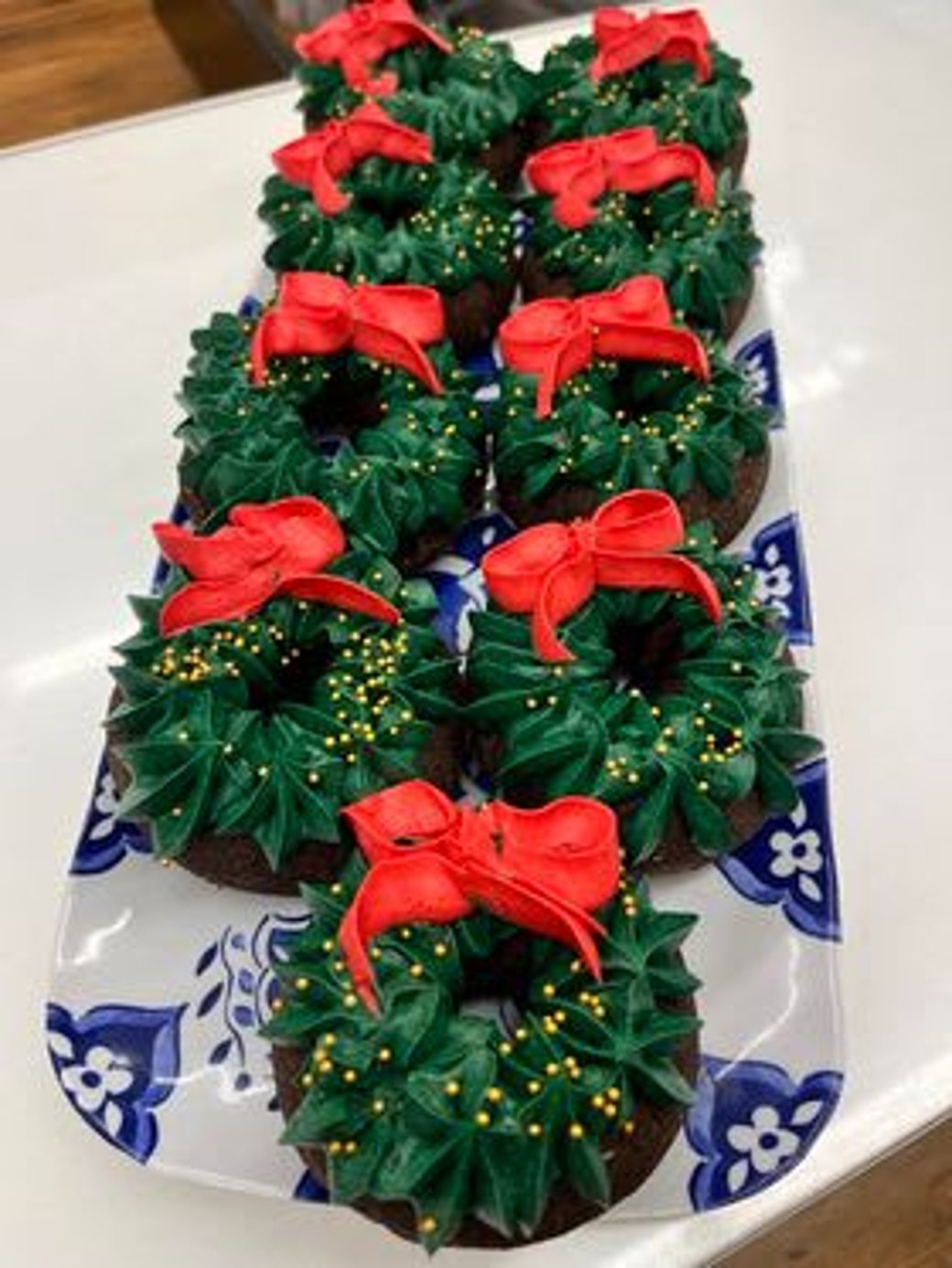 chocolate christmas wreath donut 