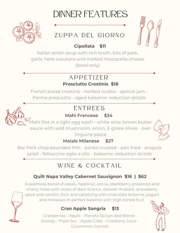 Dinner Features 11-28 / 12-1