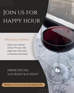 NEW weekend happy hour drink menu! Our drink prices are lower than ever. Come spend your weekend with us  #primecutsitaliansteakhouse #ItalianFlavors #HomemadeGoodness #happyhour #happyhourtime #HappyHourDeals