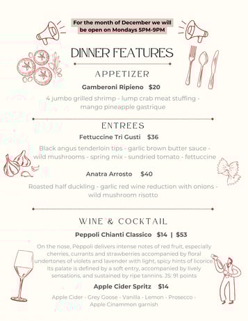 Dinner Features 11-25 / 11-26
