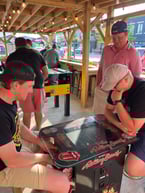 Local friends in an intense game of Pac-Man!