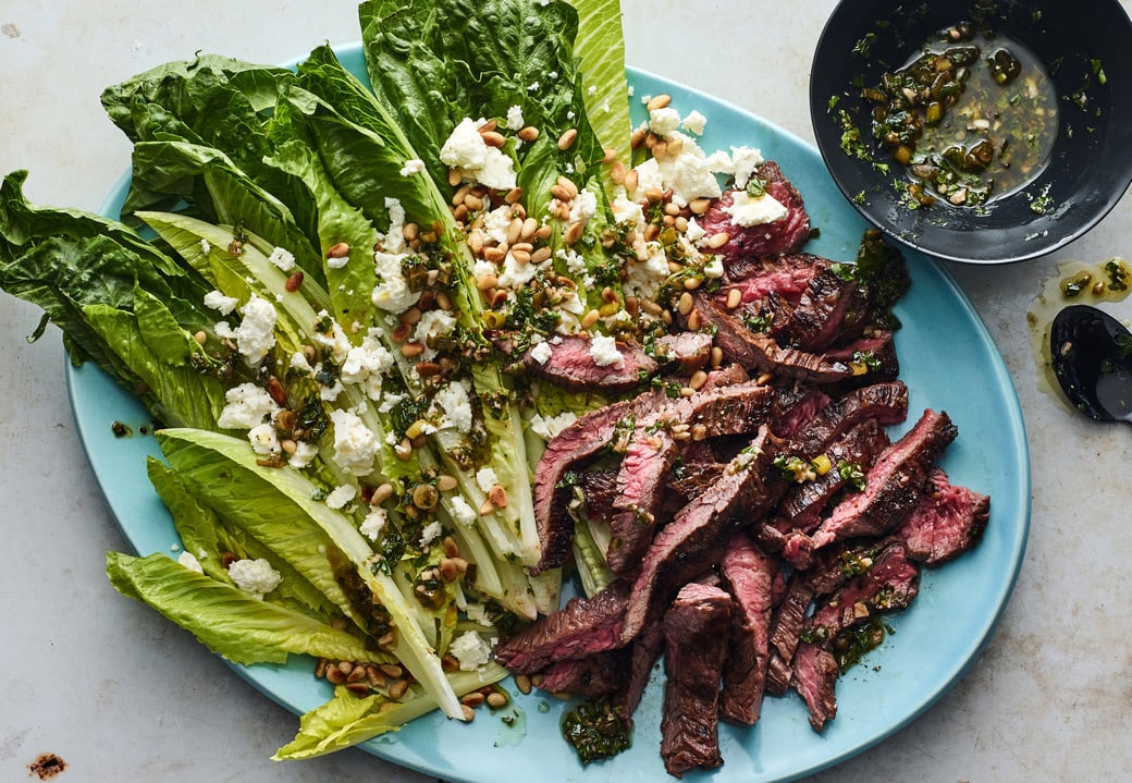 Grilled Skirt Steak with Salsa Verde Salad